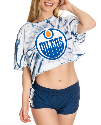 Edmonton Oilers Tie Dye Crop Top