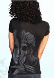 Ogabel Half Skull Chick V Neck Tee