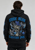 True Blue Wolf Patched Zip Up
