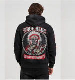 True Blue Get Off My Property Patched Zip Up