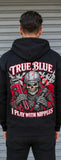 True Blue I Play With Nipples Patched Zip Up