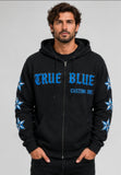 True Blue Wolf Patched Zip Up