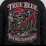 True Blue Your Holes Is Our Goal Patched Zip Up