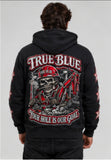 True Blue Your Holes Is Our Goal Patched Zip Up